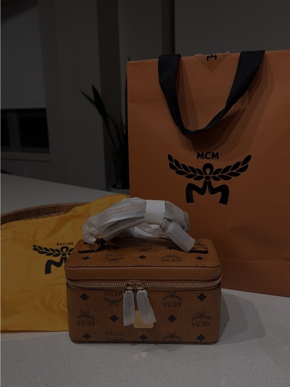 MCM Cognac Visetos Mini Vanity Bag with Gold Hardware - Picture 5 of 7